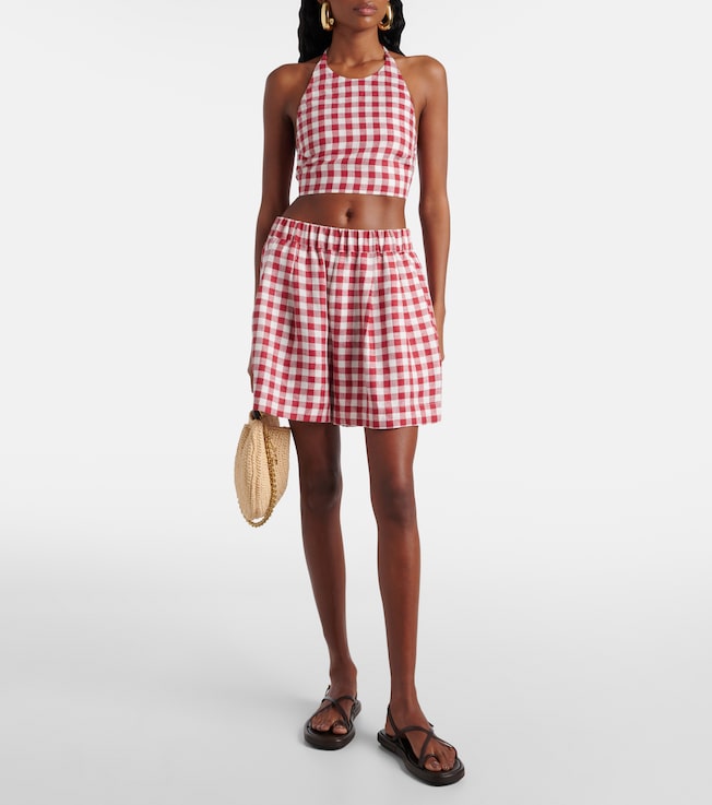 Asceno Marseille gingham linen crop top