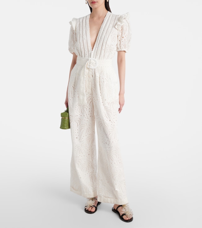 FARM Rio Broderie anglaise cotton jumpsuit