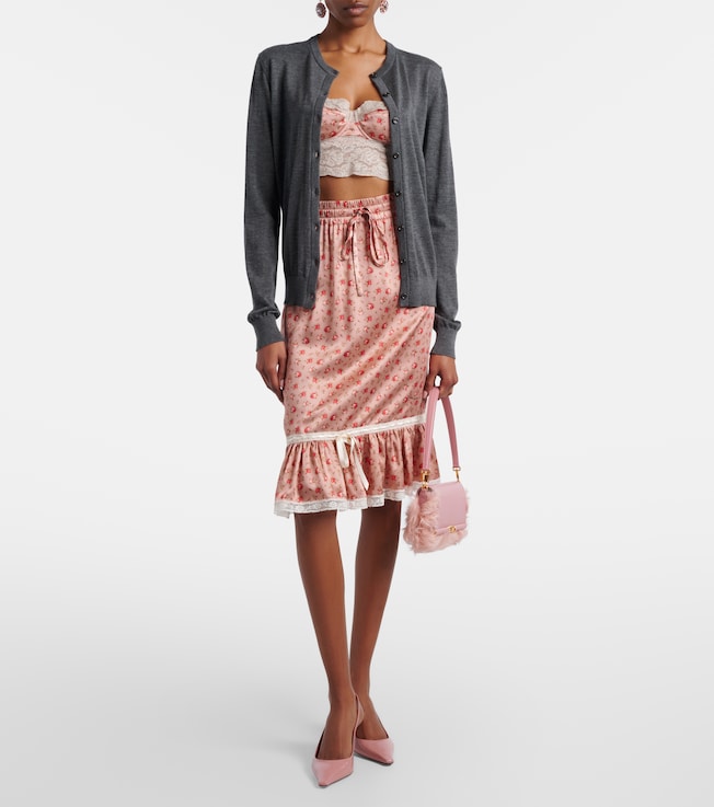 Dolce&Gabbana Floral silk and cotton-blend midi skirt