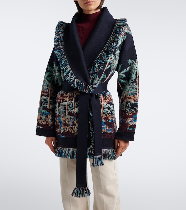 Alanui Diamond Head jacquard wool-blend cardigan