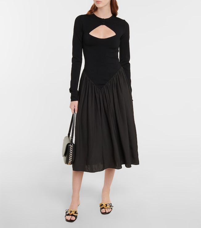 Stella McCartney Cutout silk-trimmed midi dress