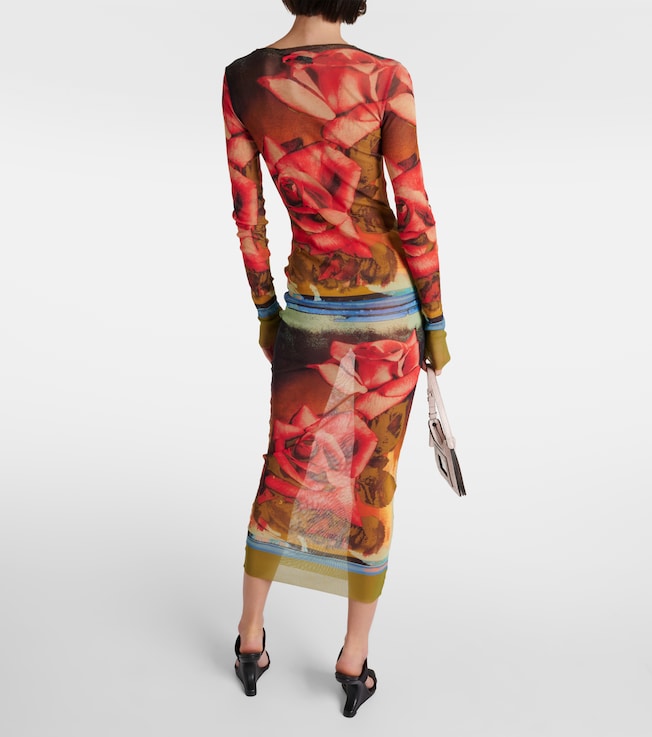 Jean Paul Gaultier Jean Paul Gaultier Floral semi-sheer midi dress