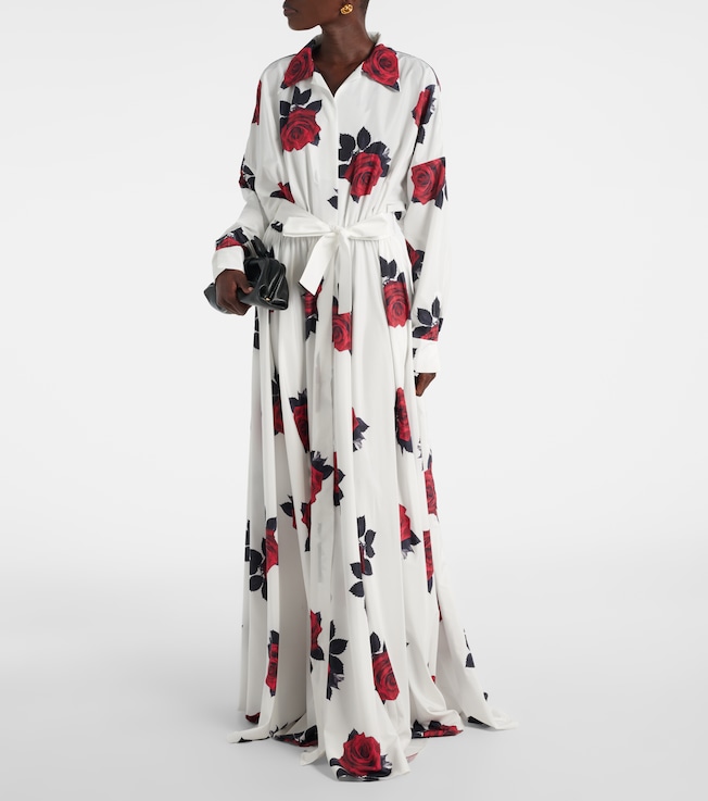 Norma Kamali Floral belted shirt dress