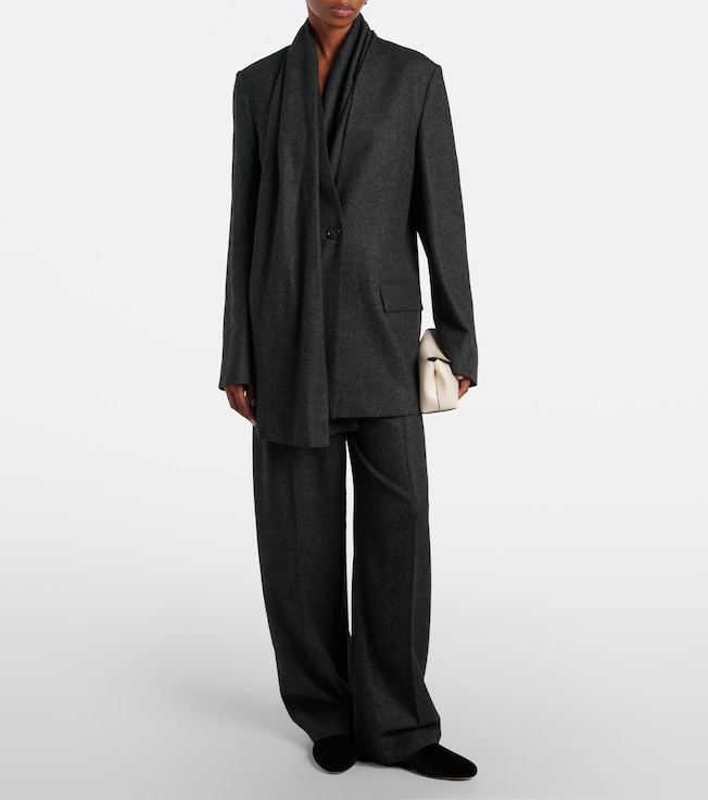 TOTEME High-rise flannel wide-leg pants