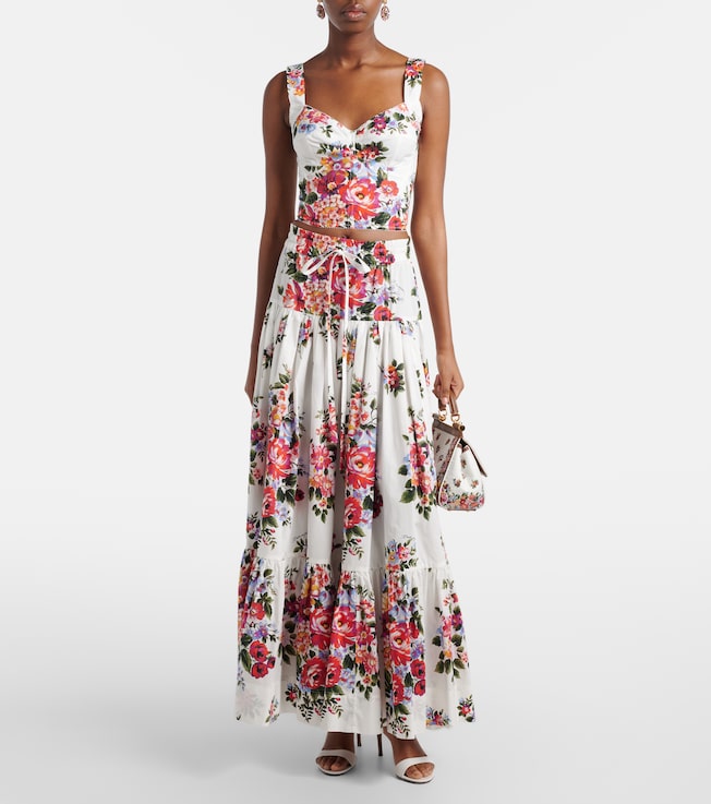 Dolce&Gabbana Floral cotton poplin maxi skirt