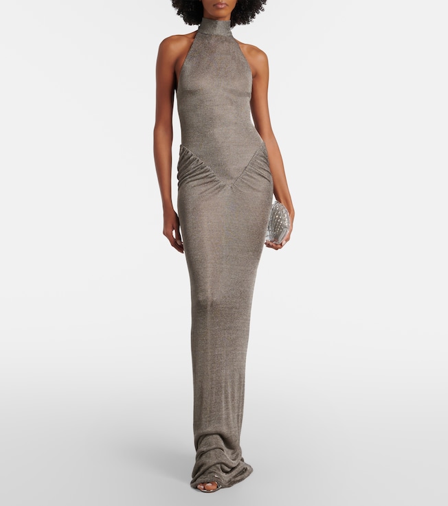 The New Arrivals Ilkyaz Ozel Cass ruched semi-sheer maxi dress