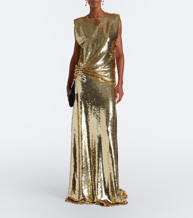 Monique Lhuillier Sequined embellished gathered gown