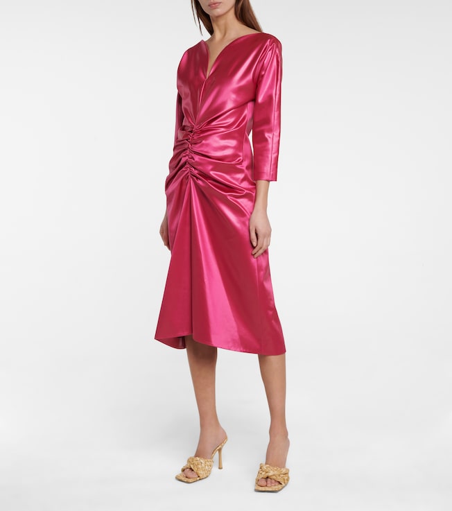 Marni Ruched satin midi dress