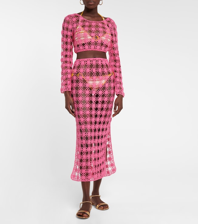 Anna Kosturova Rosette crochet cotton maxi skirt