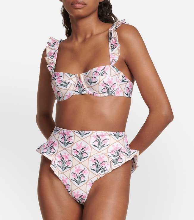 Agua by Agua Bendita Kiwi Orquidea floral bikini top