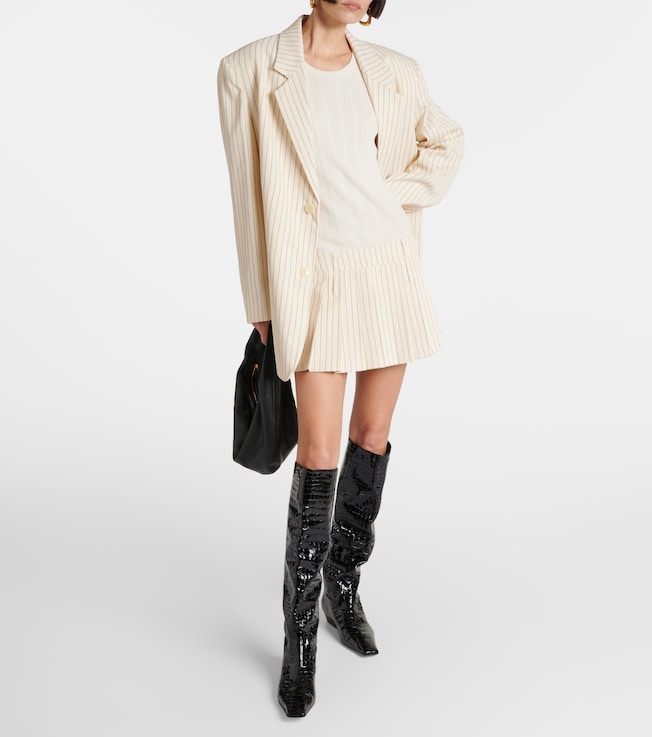 The Frankie Shop Blake pleated pinstripe twill miniskirt