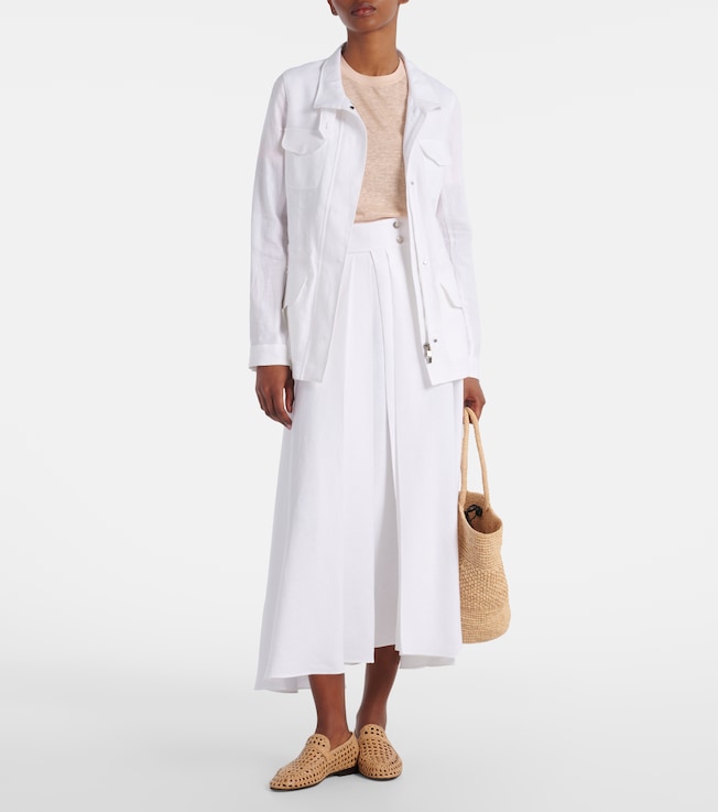 Loro Piana Petra pleated linen maxi skirt