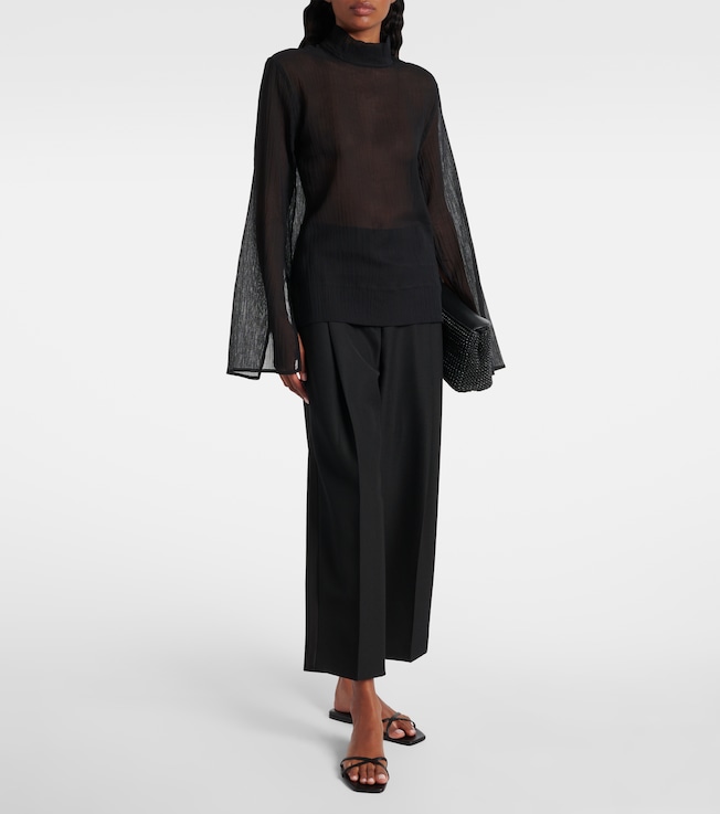 TOTEME Cotton and silk turtleneck top