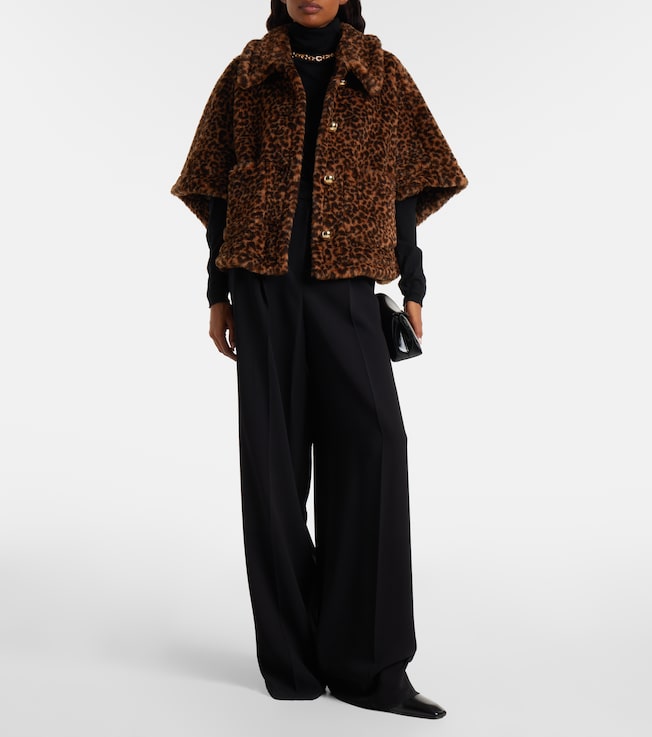Max Mara Leopard-printed alpaca, wool, and silk cape