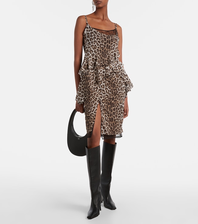 Jacques Wei Leopard-print ruffled silk camisole
