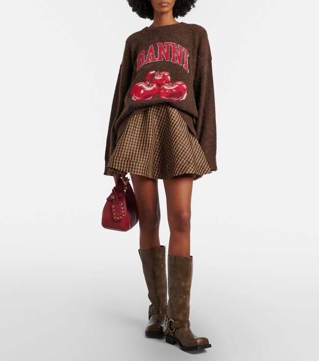 GANNI Printed alpaca and wool-blend sweater