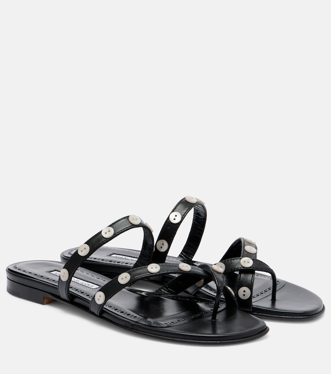 MANOLO BLAHNIK - Jada 70 leather mules | Plush