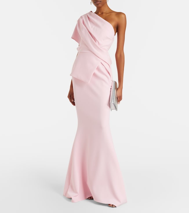 Safiyaa Elyna draped one-shoulder crêpe gown