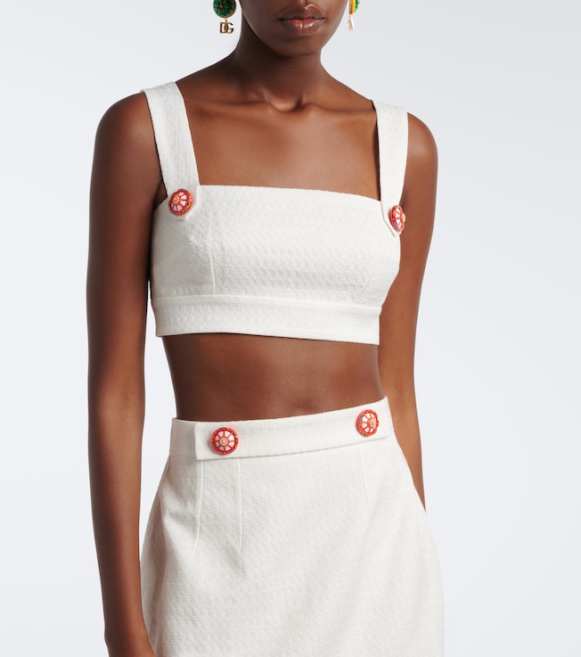 Dolce&Gabbana Cotton and linen-blend crop top