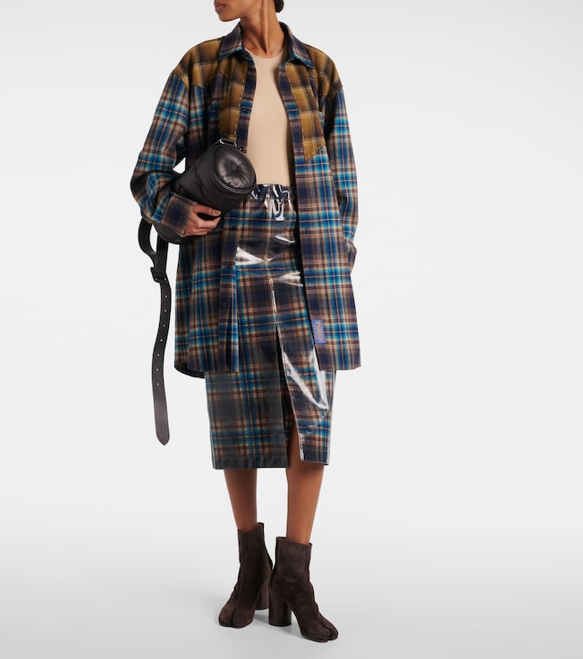 Maison Margiela Checked coated wool midi skirt