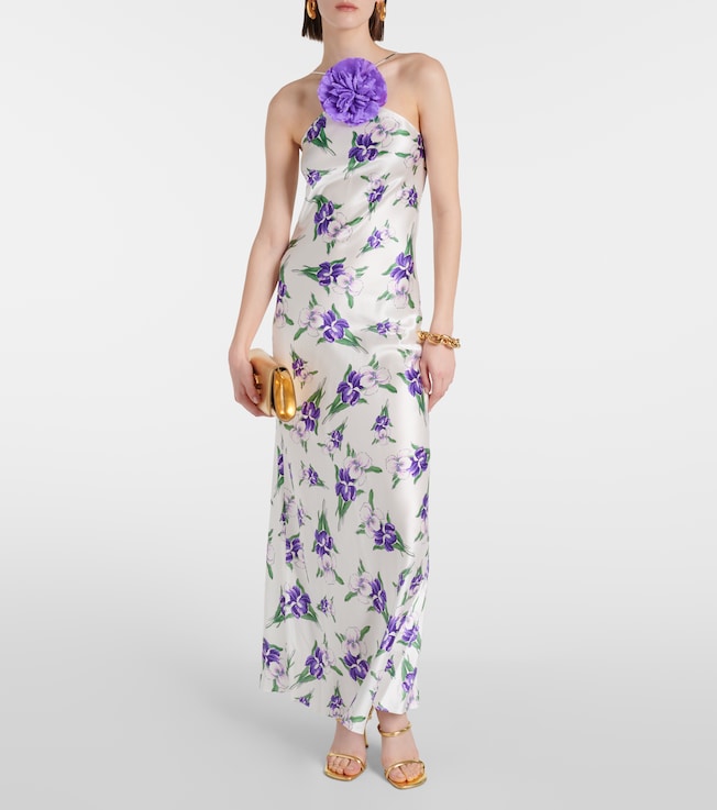 Rodarte Floral-appliqué silk gown