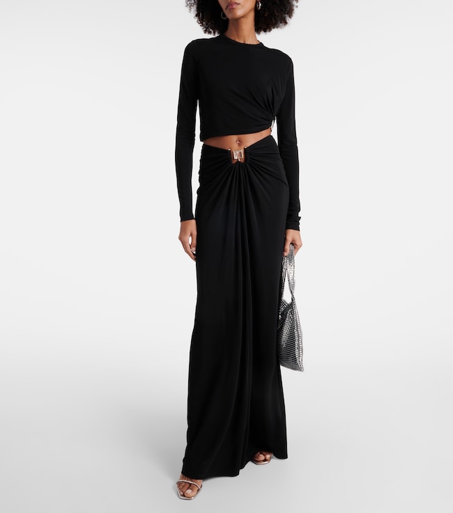 Christopher Esber Embellished cutout jersey top