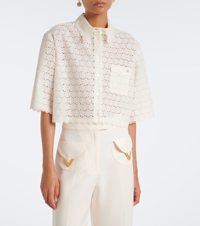 Valentino VLogo broderie anglaise cotton shirt