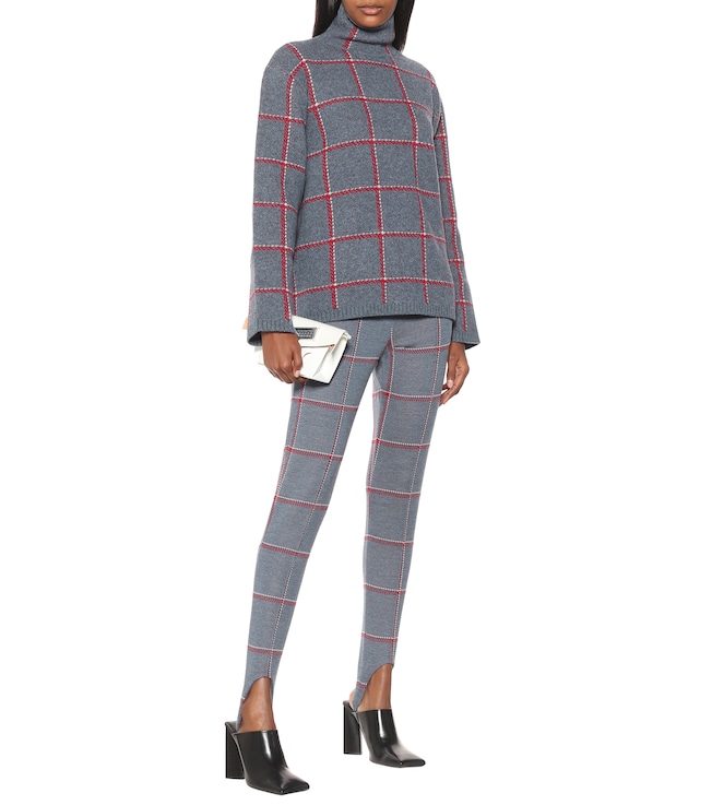 Undercover Checked wool stirrup pants