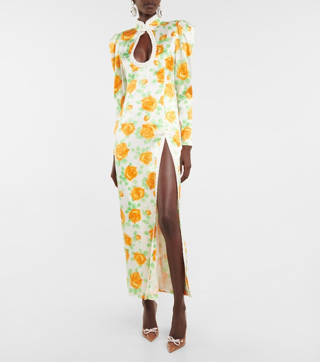 Alessandra Rich Floral silk midi dress