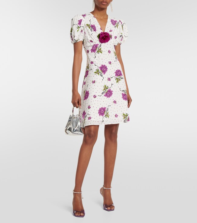 Rodarte Floral Applique silk minidress