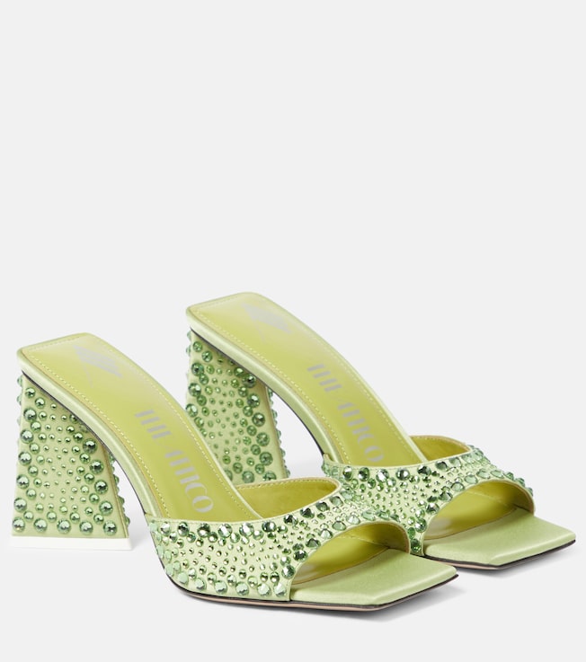 THE ATTICO Mini Devon embellished satin mules