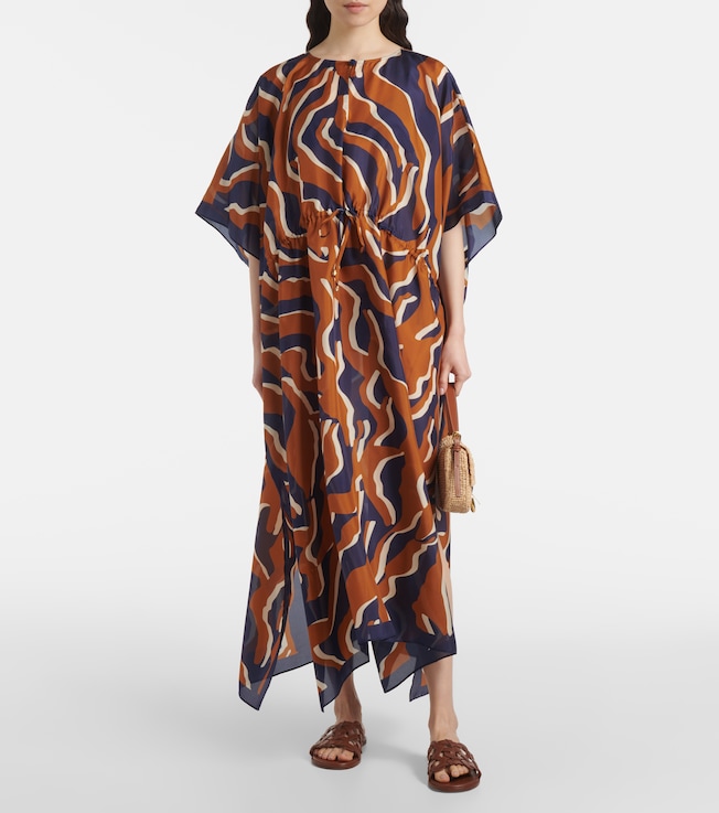 Eres Archipel printed gathered silk kaftan