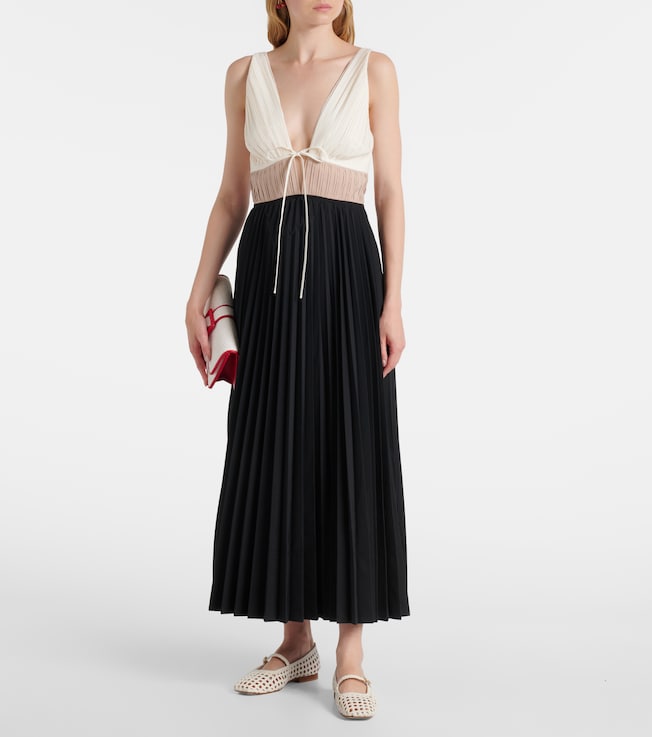 SIMKHAI Stephanie pleated poplin midi dress