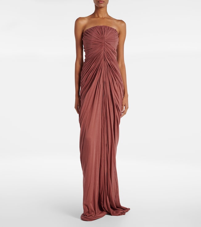 Rick Owens Radiance gathered cotton bustier gown