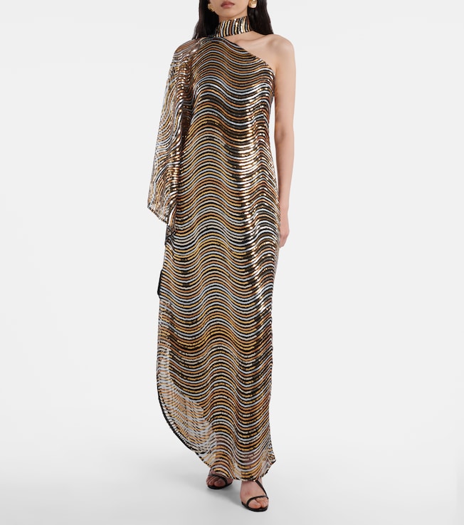 Taller Marmo Glaum one-shoulder sequined gown