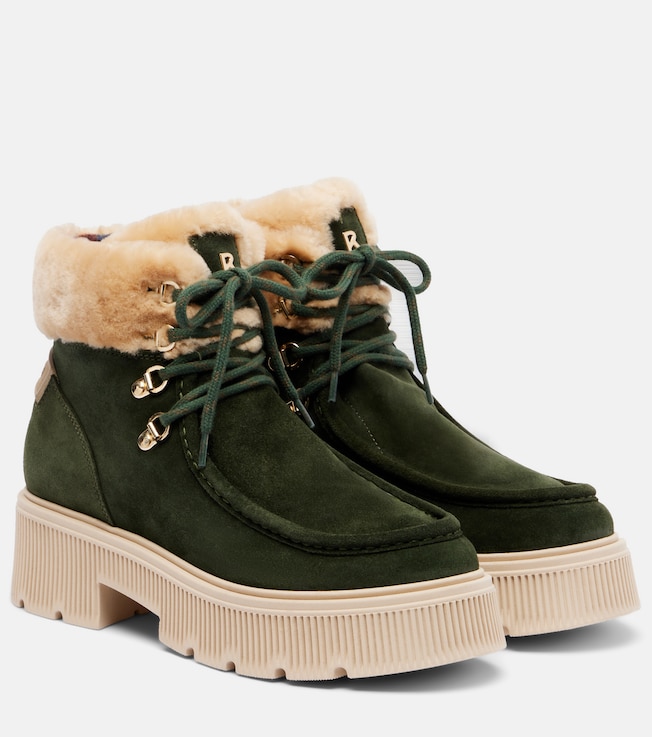 BOGNER Turin shearling-trimmed suede lace-up boots