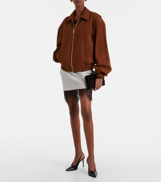 Jacques Wei Lace-trimmed sequined cotton miniskirt