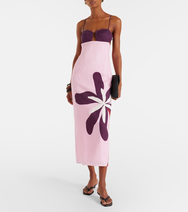 Cala de la Cruz Firenze floral linen midi dress