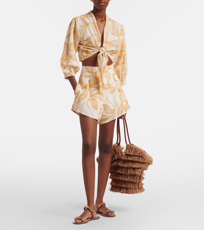 Adriana Degreas Foliage printed wide-leg shorts