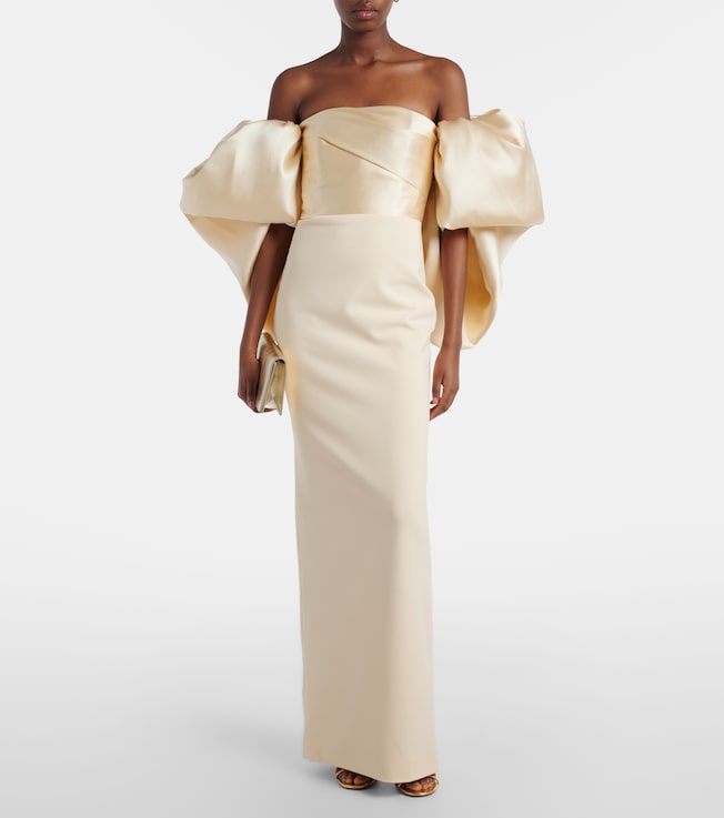 Solace London Floris strapless satin and crêpe gown