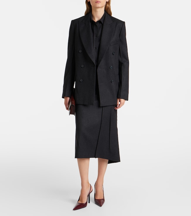 Victoria Beckham Draped virgin wool midi skirt