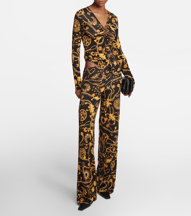 Marine Serre Cutout printed wide-leg pants