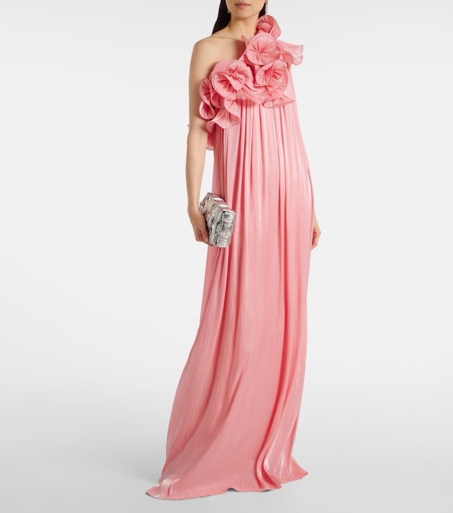 Costarellos Charmain plissé georgette gown