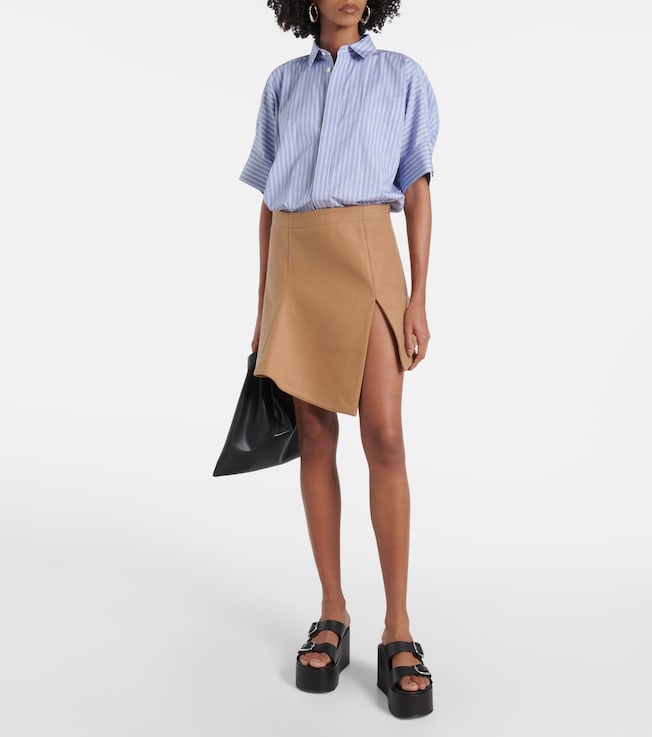 Sacai Melton cotton poplin and wool minidress
