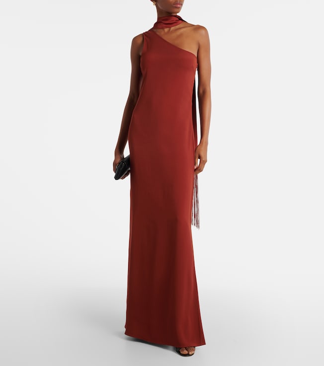 Taller Marmo Caroline one-shoulder crêpe cady gown