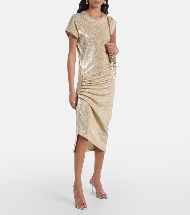 Rabanne Asymmetric draped midi dress 