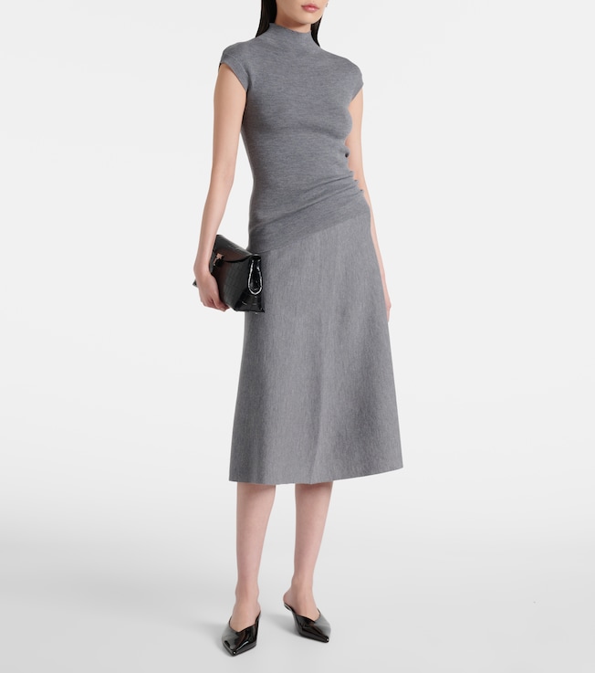 Jardin des Orangers Wool high-rise midi skirt