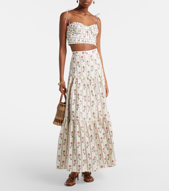 Agua by Agua Bendita Bergamota floral linen maxi skirt