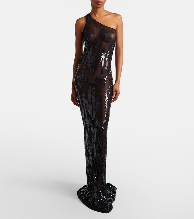 Rick Owens Lilies one-shoulder sequined tulle gown
