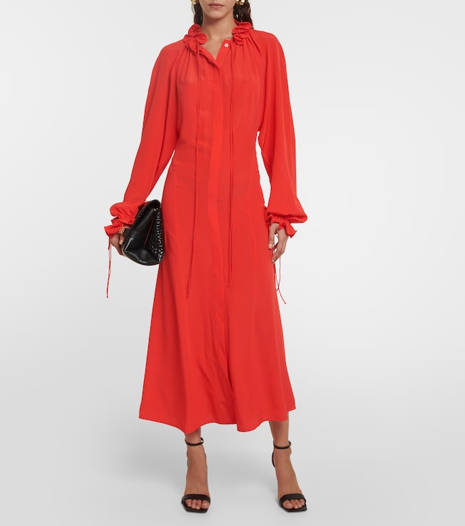 Victoria Beckham Ruched silk chiffon maxi dress